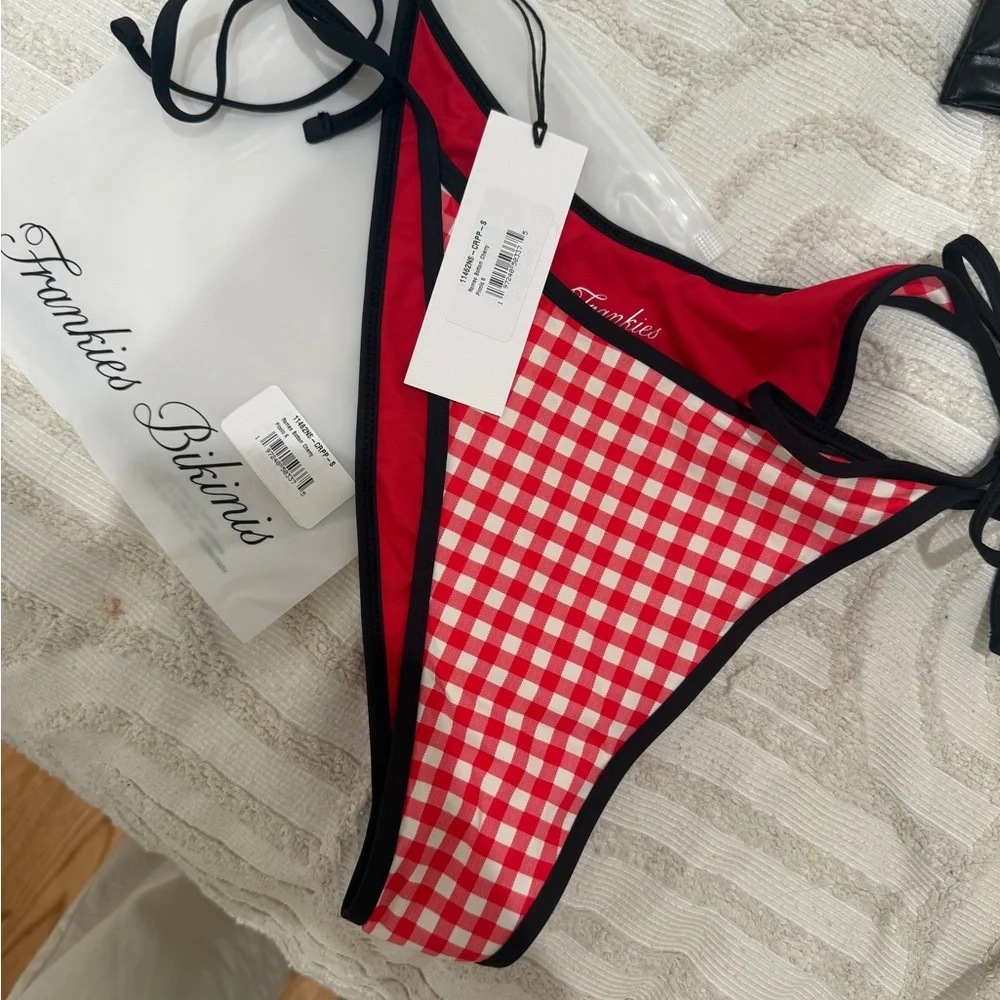 Frankie's Bikinis Red Gingham Bikini Bottom